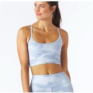 Glyder Pure Bra Crop Top In French Blue Camo Print